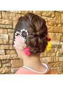 二十歳の集いヘアアレンジ振袖お着付け　シニヨン