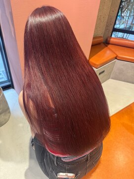 ベック ヘアサロン(BEKKU hair salon) ダブルカラーで高発色な赤髪ロング☆うねり改善縮毛矯正で美髪