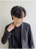 メンズショートニュアンスパーマセンターパート暗髪K20260406