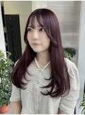 ブリーチなしボルドー×レイヤーカット【町田】