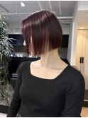 レッドブラウン×切りっぱなしボブ