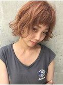 アプリコットベージュ×ショートボブ