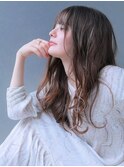 大人かわいい薄めバング/デジタルパーマ/ポイントブリーチ