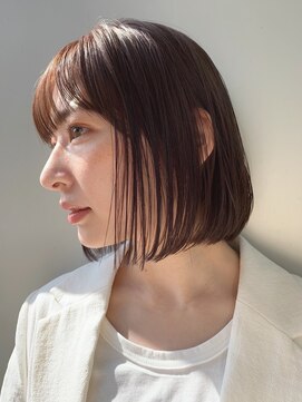 エアー 青山(AIR) モテ・愛され/ブラウンベージュ×シースルーボブ。stylist諸見里