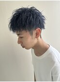 ブルーブラック/ソフトツイスト/爽やかショート
