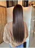 ロング明るめブラウンストレートツヤ髪トリートメントナチュラル