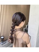 玉ねぎヘアアレンジ/編みおろしヘア/結婚式参列ヘア2