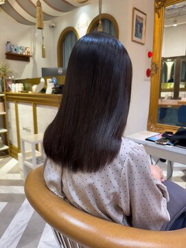 ロンドアベニール 北千住(Lond avenir) ブリーチなしチェリーブラウン髪質改善縮毛矯正酸性ストレート