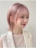 透明感♪ピンクベージュ×韓国風くびれミディアムレイヤー
