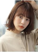 大人可愛い前髪あり耳掛け外ハネボブ20代30代40代