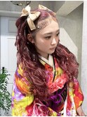 【立川CRES三木】成人式・振袖・着物ふわふわハーフツインヘア