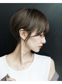 大人可愛い20代30代40代黒髪前下がりショートボブ丸みショート◎