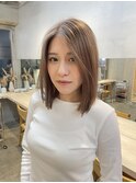 原宿ハッシュボブヘーゼルベージュチョコブラウンくびれボブ