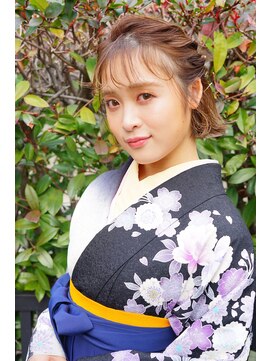 ヴァンクシー バイ ルナ(VANKCY by Luna) 卒業式 袴 ヘアセット 着物ヘア 外ハネボブ 向ケ丘遊園 大人ボブ