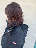 ロダット 横浜(LODAT by little) ピンクブラウンゆるパーマ切りっぱなしボブ【LODAT横浜】