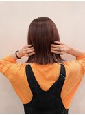 切りっぱなしボブ/オレンジブラウン