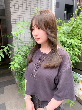 ロンドエニカ 大宮(Lond enika) 前髪パーマアッシュカラーレイヤーロンググレーベージュ[大宮]