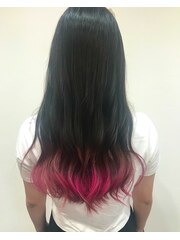 ピンク裾カラー