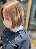 20代30代40代抜け感ショートボブミルクティベージュ