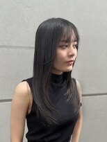 ヘアー アレス(hair ales)&nbsp;こなれミディ イメチェン アンブレラカラー 前髪 ウェーブパーマ