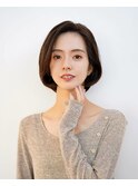 30代40代大人可愛い★小顔ひし形ボブ丸みマロンベージュ
