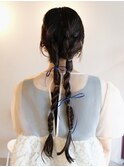 お呼ばれヘア/結婚式/ヘアアレンジ/ヘアセット/あみおろしツイン
