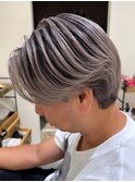 50代40代白髪ぼかしシルバーメッシュバレイヤージュ