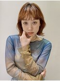 ブリーチなしオレンジベージュ×ニュアンスボブ