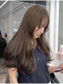 レイヤーカット顔まわりストレートロングレイヤー堀江