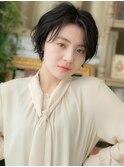 大人クール黒髪ウェットヘア束感ショートa戸田公園20代30代40代