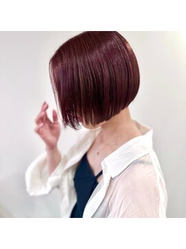 マリン(Marine) 20代30代ブリーチなし透明感ピンクブラウンミニボブ