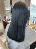 ブルーブラック暗髪美シルエットロング20代30代×エアストレート