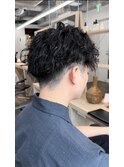 ツイストスパイラルパーマメンズマッシュ刈り上げ　奥東巧真