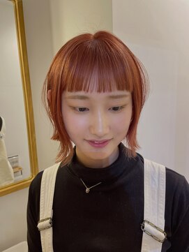 ノットバイベル 大宮(knot by belle) フルバングが可愛い!ピンクオレンジカラー