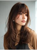 顔周りカットハッシュカットダークブラウンワンホンレイヤー韓国
