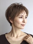 40代50代60代/脱白髪染め白髪ぼかしハイライト/ハンサムショート