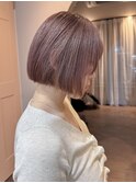 ピンクベージュボブ/ハイトーン/Wカラー