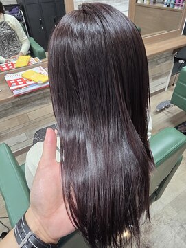 アンサ 阪急桂店(ANSA) 髪質改善/セミロングレイヤー/ダークパープル/阪急桂