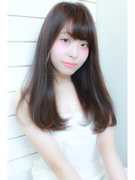 ヘアーアートシフォン 川口東口店(hair art chiffon) モーブカラー&セミウェットなワイドバングなくびれミディ 川口