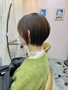 ロンドアジュール 横浜(Lond azur) 丸みある女性らしいショート!オリーブベージュ!横浜ショート!