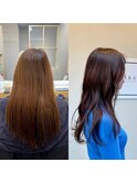 髪質改善　艶髪　ストレート　縮毛矯正　暗髪　韓国風　ロング