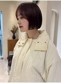 大人ボブ大人ショートボブ切りっぱなしボブ前髪あり前下がりボブ