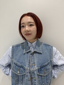 ノラキチジョウジ(NORA KICHIJOJI) ブリーチなしレッド暖色ダブルカラーボブ