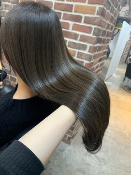 シーン(seen) オリーブグレージュブリーチなし大人ツヤ髪くすみカラー 忠願寺