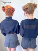 お揃い推し活ヘアメ☆ツインのお団子ヘア