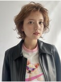 レイヤー　ボブ　パーマ　ベージュ
