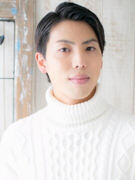 メンズヘア ビーセカンド 草加店(MENS HAIR B-2) 七三分けアッシュブラック短髪刈り上げショートZ草加