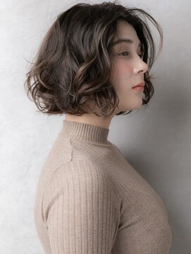 カバーヘア ブリス 戸田公園西口店(COVER HAIR bliss) ダークアッシュドライパーマかきあげボブパーマX戸田公園30代