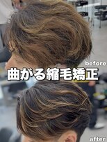 オーバル バイ アピッシュ(OVARL by apish)&nbsp;パーマ落とし曲がる縮毛矯正センターパートシャドウパーマ