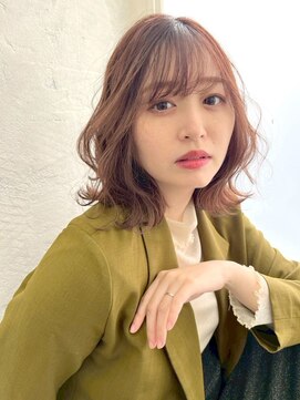 ファムバイアヴァンス(Femme by AVANCE.) アプリコットオレンジゆるふわブラウンボブ